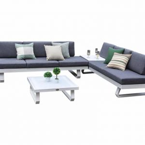 Luca hoek loungeset 4-delig wit aluminium