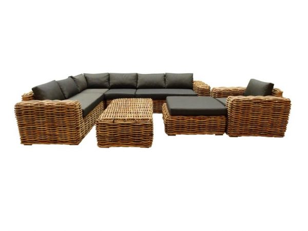 Sabuga hoek loungeset 7-delig naturel rotan