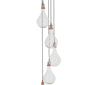 Light & Living Hanglamp 'Quirina' 5-Lamps, glas antiek koper