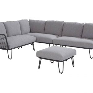 Premium hoek loungeset links 4-delig antraciet aluminium