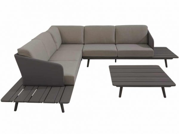 Lake hoek loungeset 4-delig middengrijs aluminium