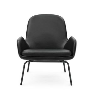 Normann Copenhagen Era Lounge Chair Low loungestoel met zwart stalen onderstel Leder Tango zwart