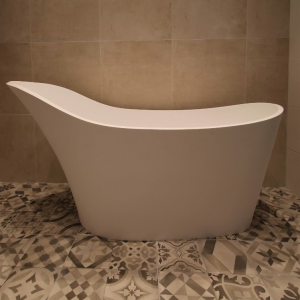 Luca Vasca vrijstaand bad 170x70cm Solid Surface met verhoogde rugzijde mat wit
