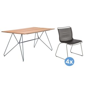 Houe Sketch Bamboo tuinset 160x88 tafel + 4 stoelen