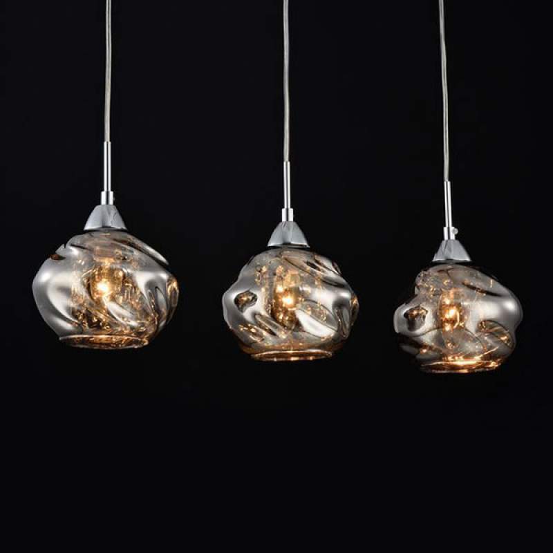 3-lamps - glazen hanglamp Haze met kristallen
