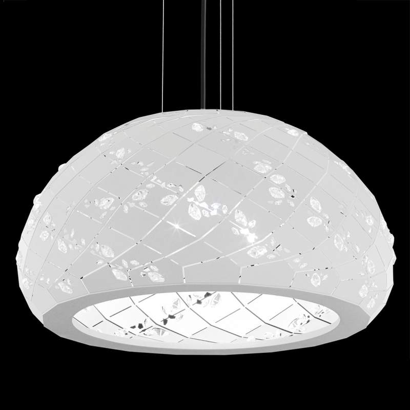 Met kristallen bezette hanglamp Apta in wit, 53 cm