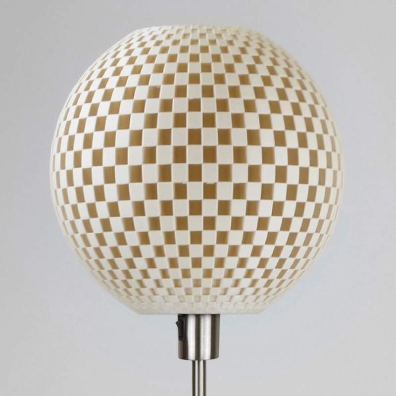Ongewone design-vloerlamp Flechtwerk, linnen
