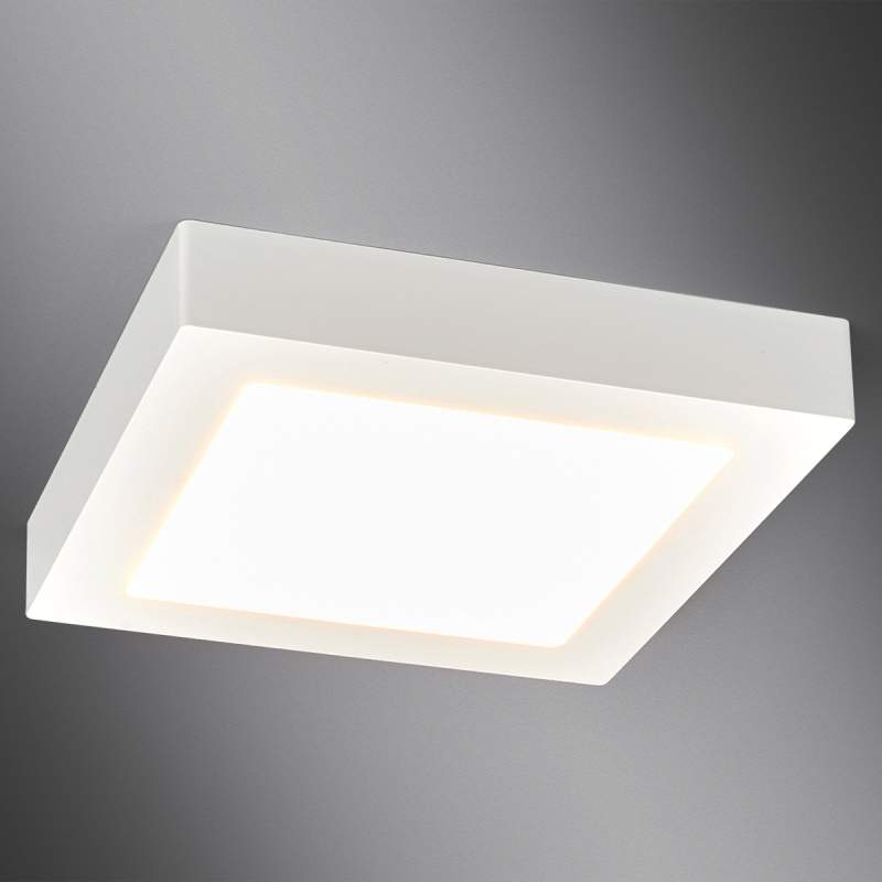 Witte LED bad-plafondlamp Rayan in hoekige vorm