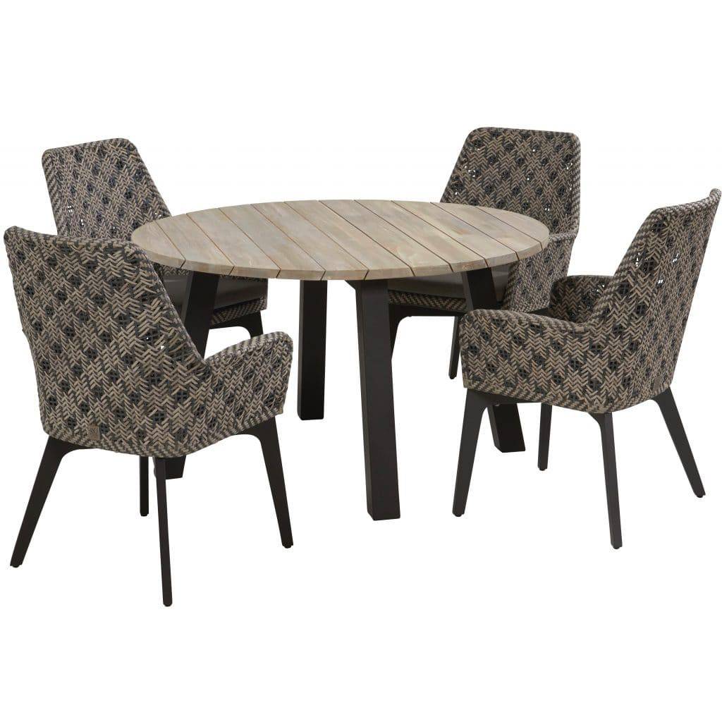 Derby Savoy dining tuinsetØ 130xH75 cm 5-delig aluminium teak