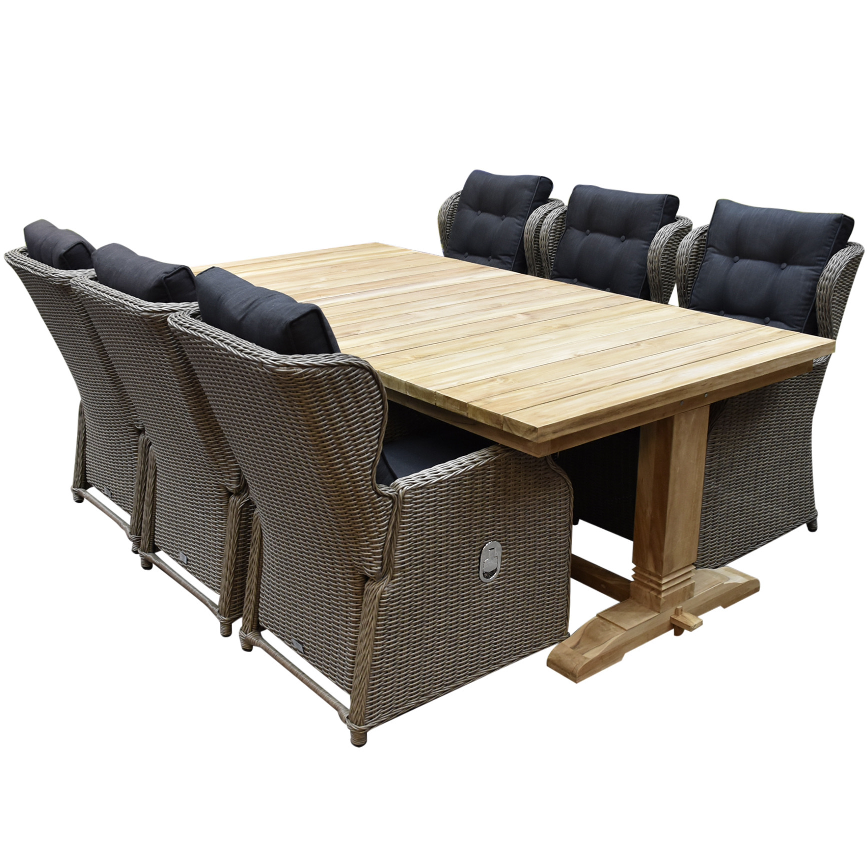 Ibiza Ares dining tuinset 240x120xH77 cm 7 delig verstelbaar grijs