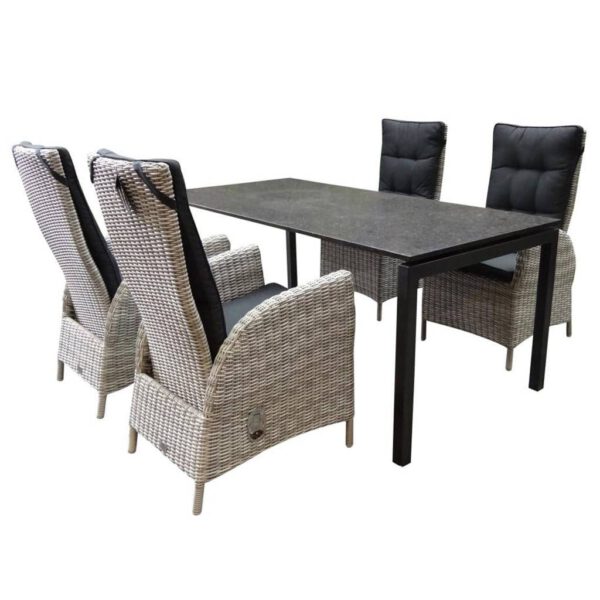 Bergamo Menorca dining tuinset 160x90xH75 cm 5-delig wit grijs