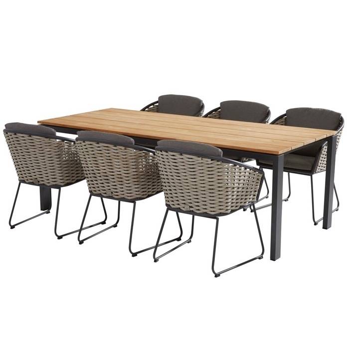 Bo Goa dining tuinset  7-delig aluminium bananen wicker teak Taste 4SO