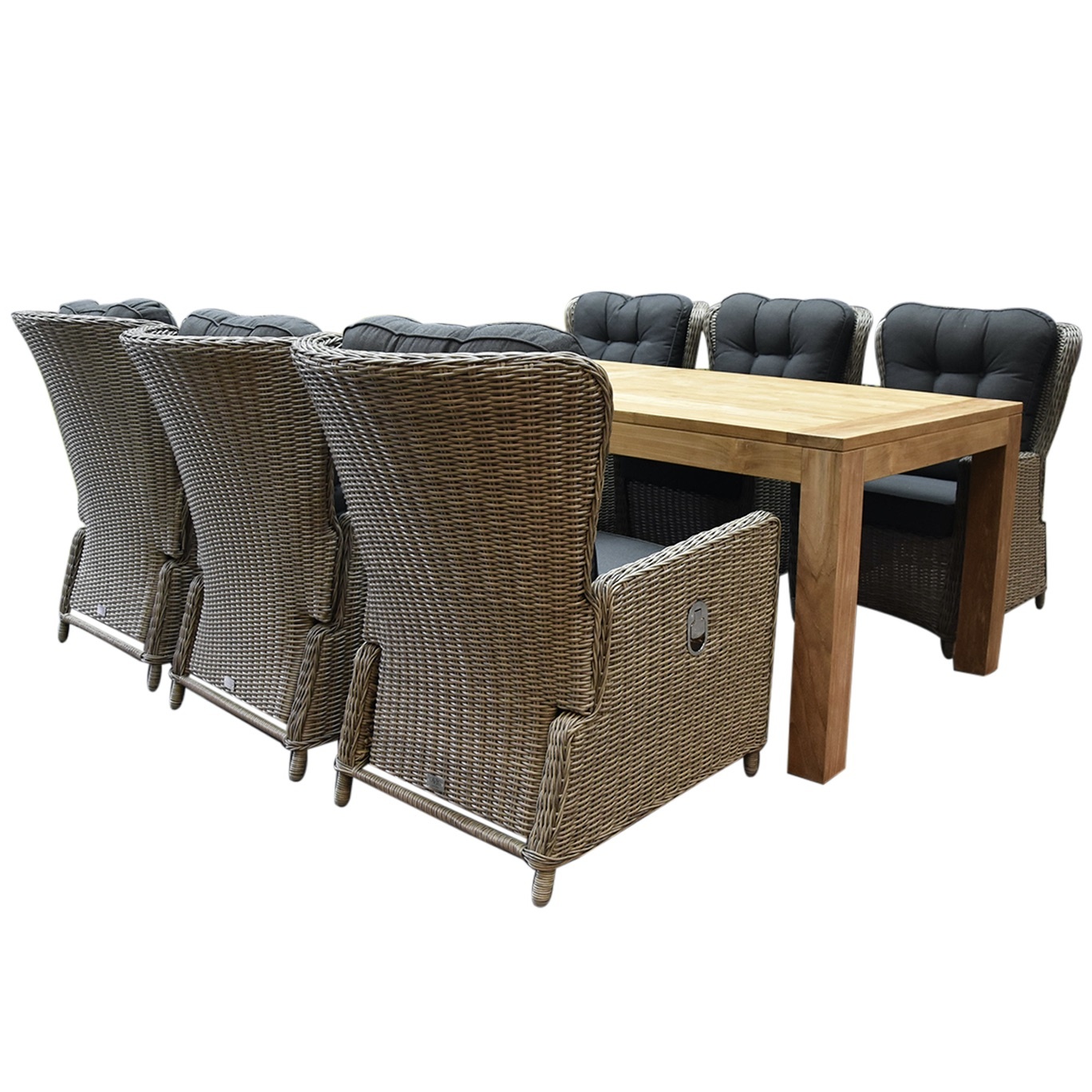 Marina lounge Krista dining tuinset 240x100xH77,5  cm 7-delig grijs verstelbaar