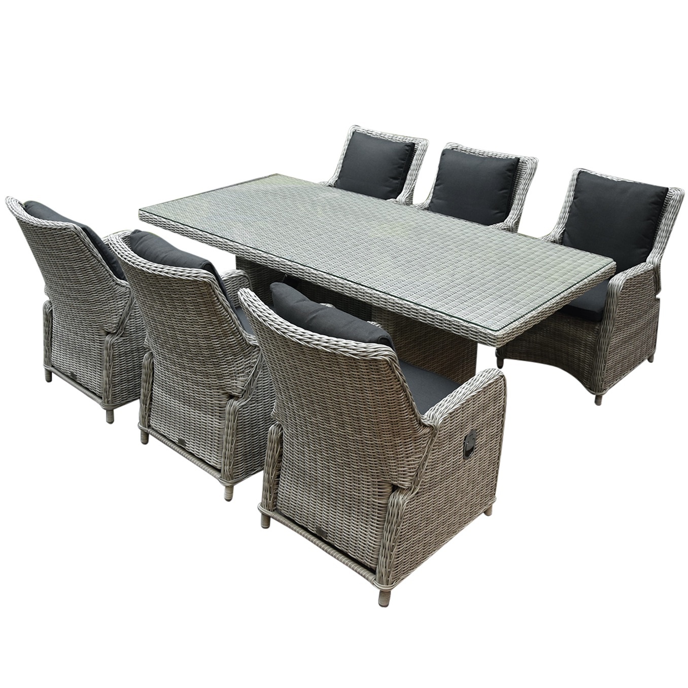 Bilbao Menorca dining tuinset 220x100xH75 cm 7-delig verstelbaar wit