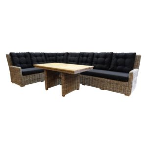 Ibiza naturel hoek dining loungeset 4-delig rotan-teak links