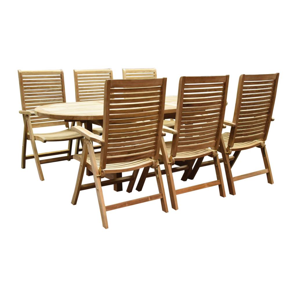 Arona Ovaal uitschuifbare dining tuinset 160-210x90 cm blad 4 cm 7-delig teak