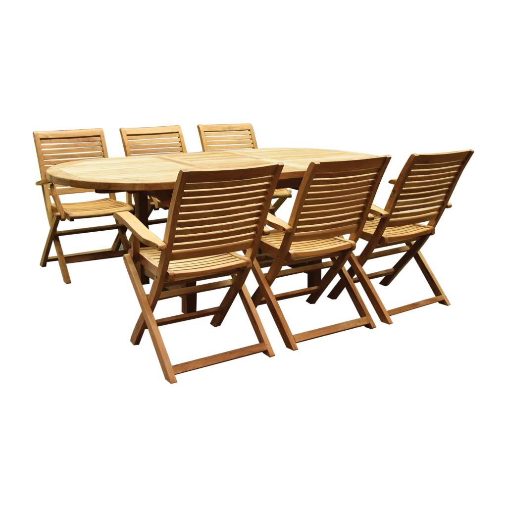 Arona Ovaal uitschuifbare dining tuinset 160-210x90 cm blad 2,8 cm 7-delig teak