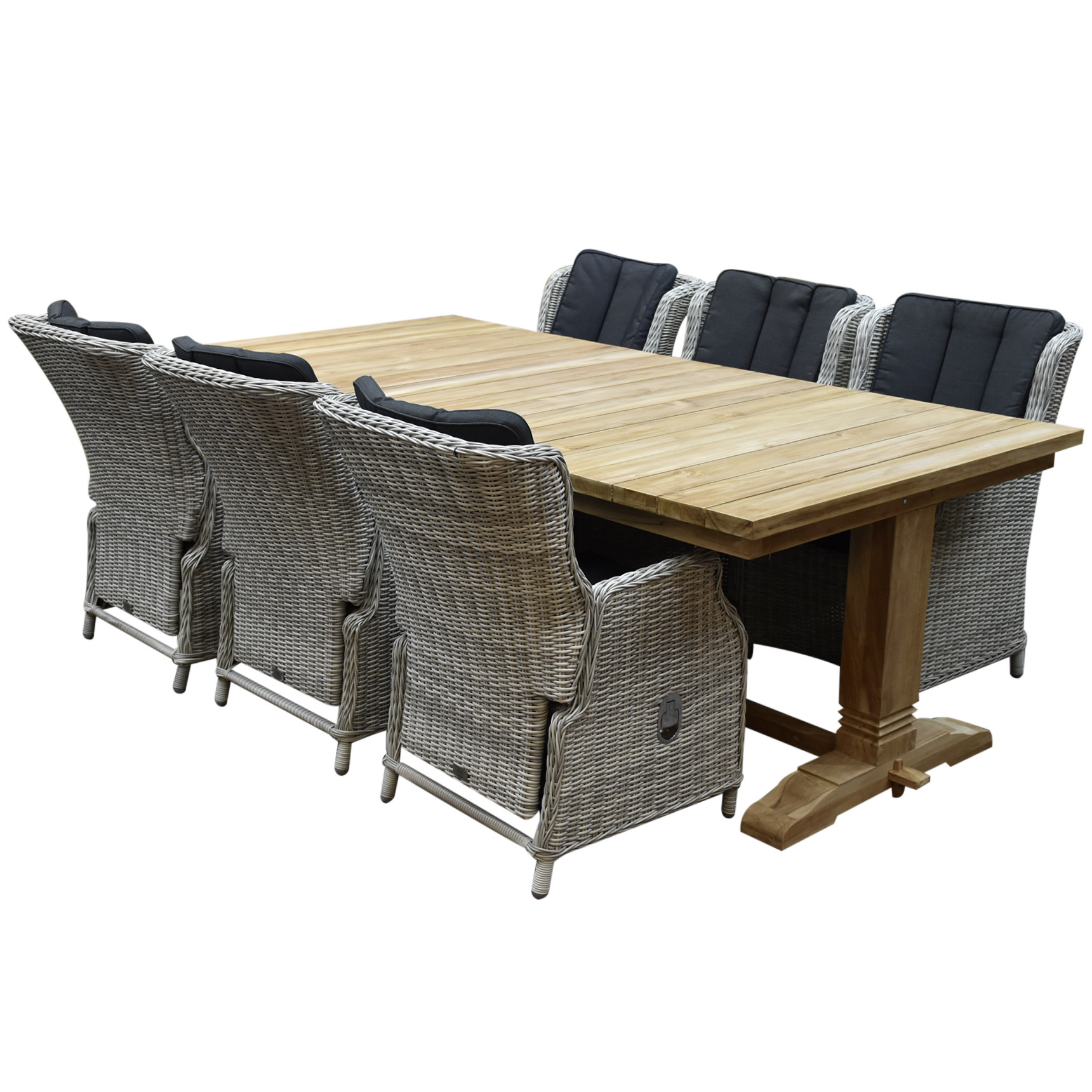 Darwin Ares dining tuinset 240x120xH77 cm 7 delig verstelbaar wit