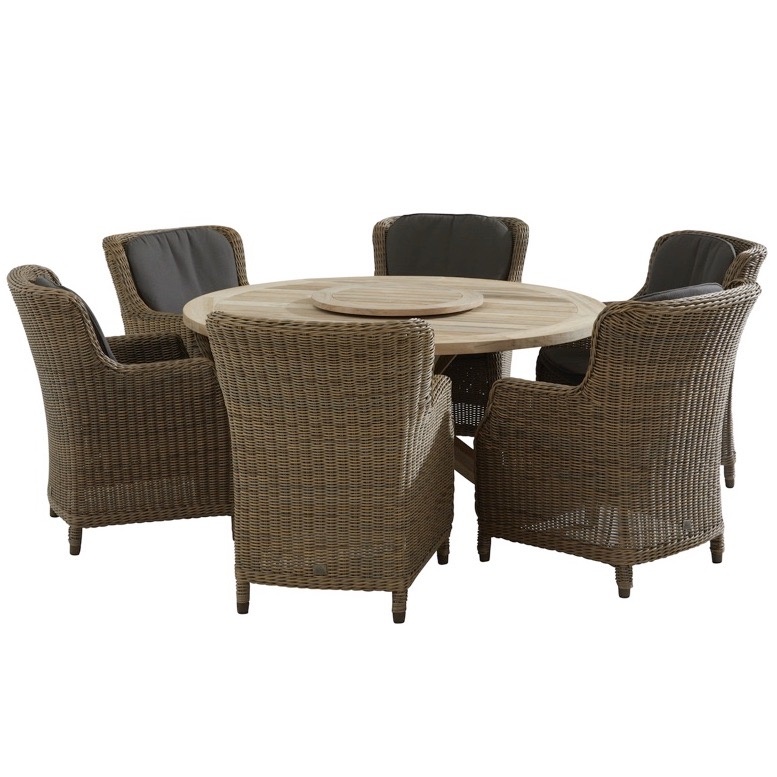 Brighton Louvre dining tuinset 160cm rond 7-delig  4 Seasons Outdoor