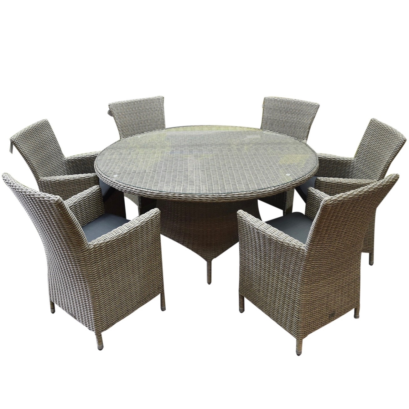 Capri Riccione dining tuinset 150 cm rond 7-delig grijs