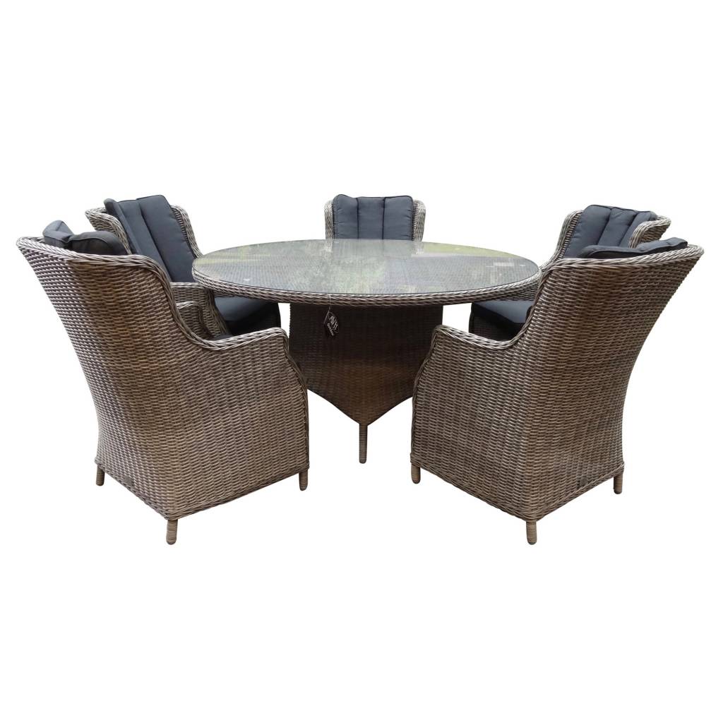 Riccione Darwin dining tuinset 150 cm rond 6-delig grijs