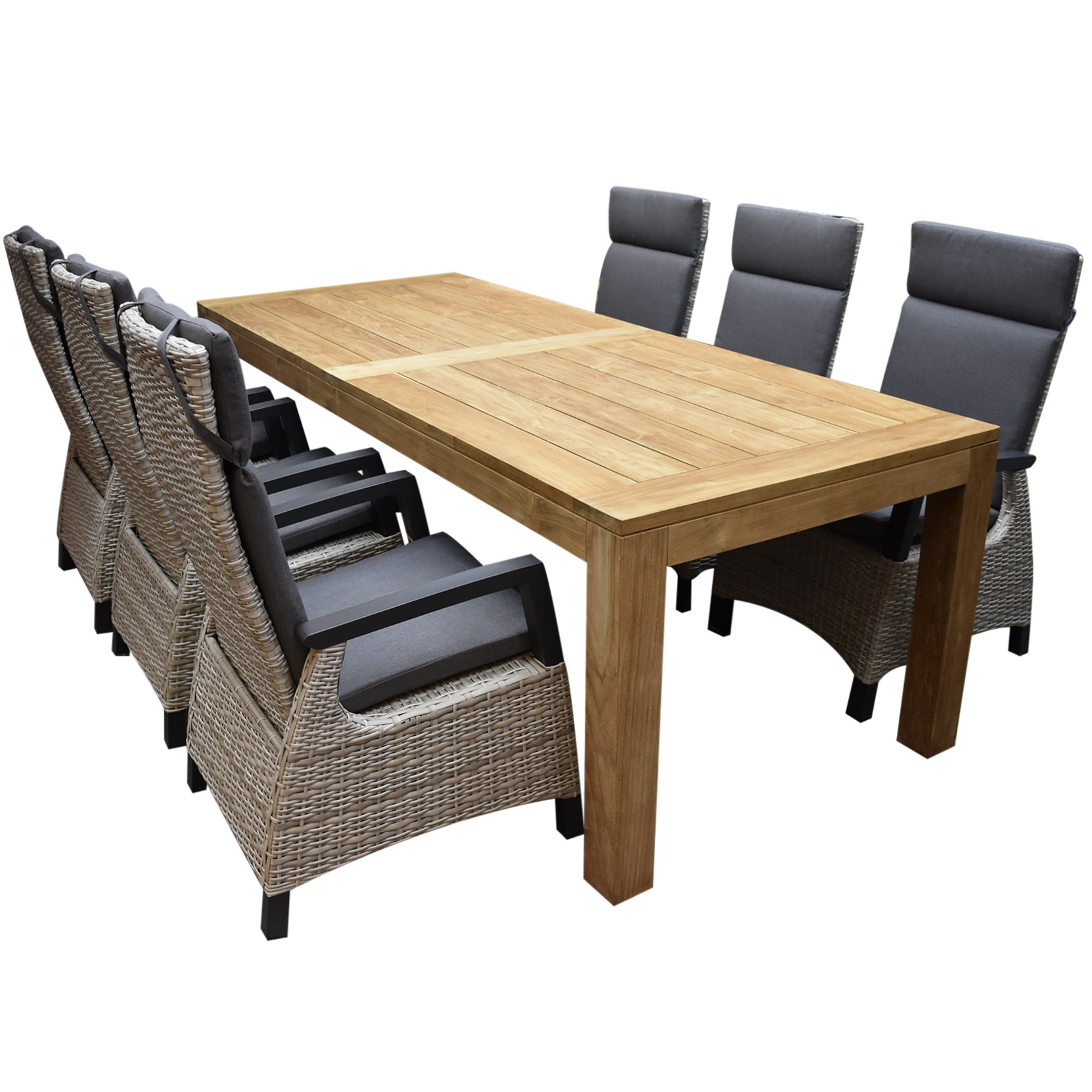 Tunis Krista dining tuinset 240x100xH77 cm 7 delig verstelbaar