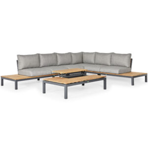 SUNS Memphis hoek loungeset groot 4 delig light anthracite mixed weave  / matt royal grey