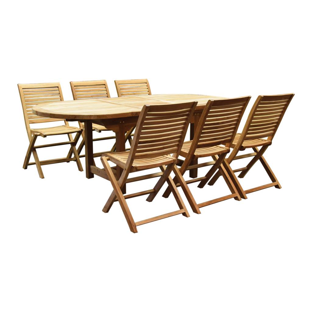 Arona Ovaal uitschuifbare dining tuinset 160-210x90 cm blad 2,8 cm 7-delig teak