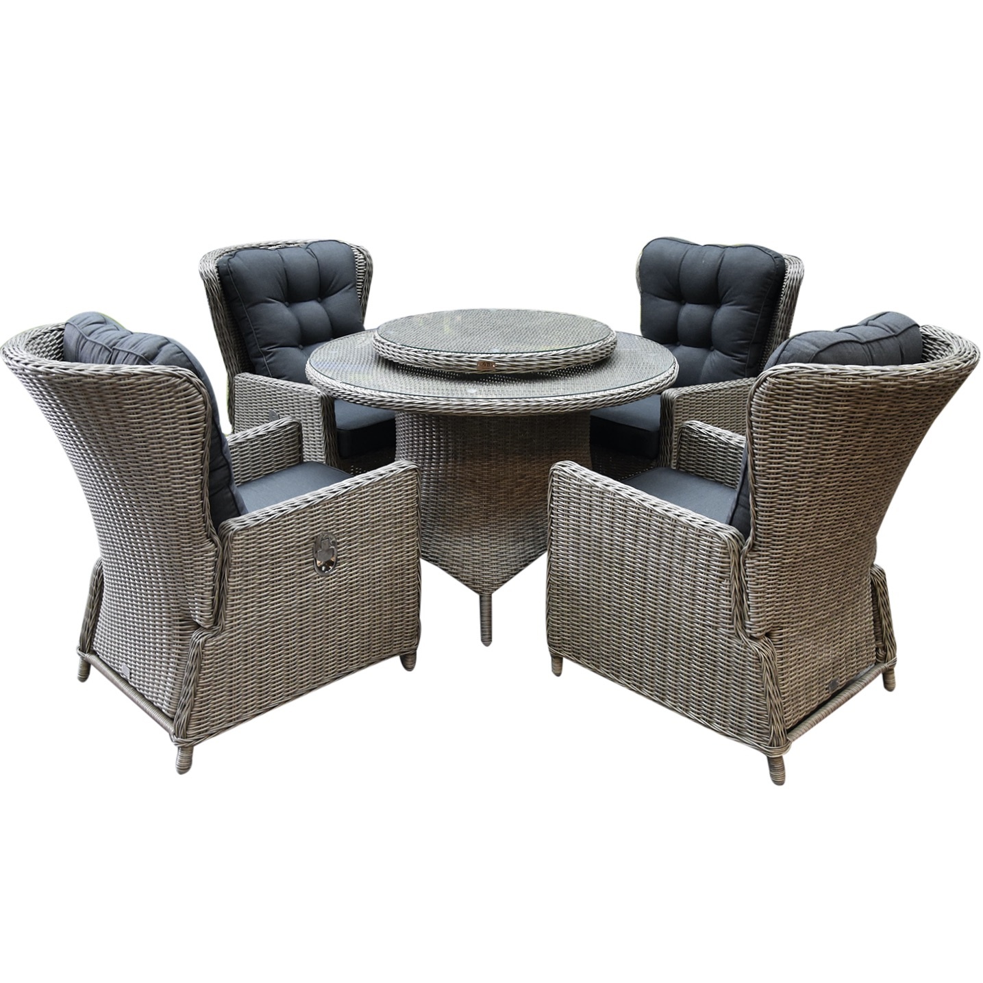 Marina Riccione dining tuinset 110 cm rond 6-delig grijs verstelbaar