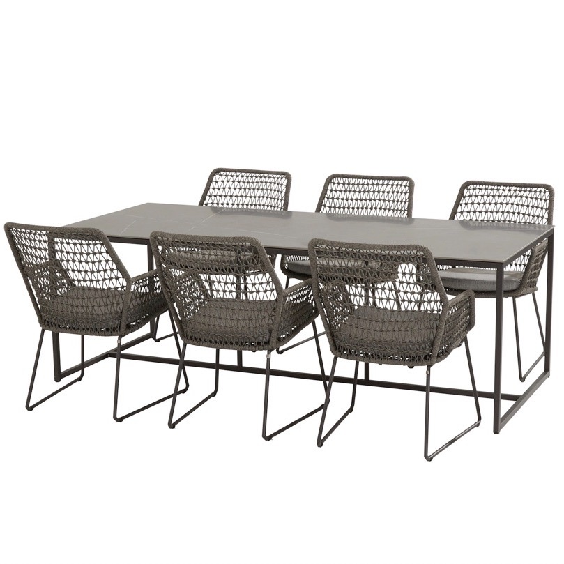 Babilonia Quatro dining tuinset 7-delig 220x95xH75 cm 4 Seasons Outdoor