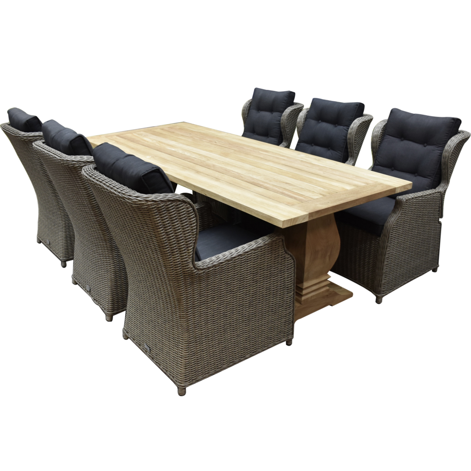 Ibiza Geneva dining tuinset 240x100xH77 cm 7 delig grijs teak