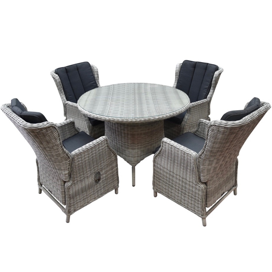 Darwin Riccione dining tuinset 110 cm rond 5-delig verstelbaar wit