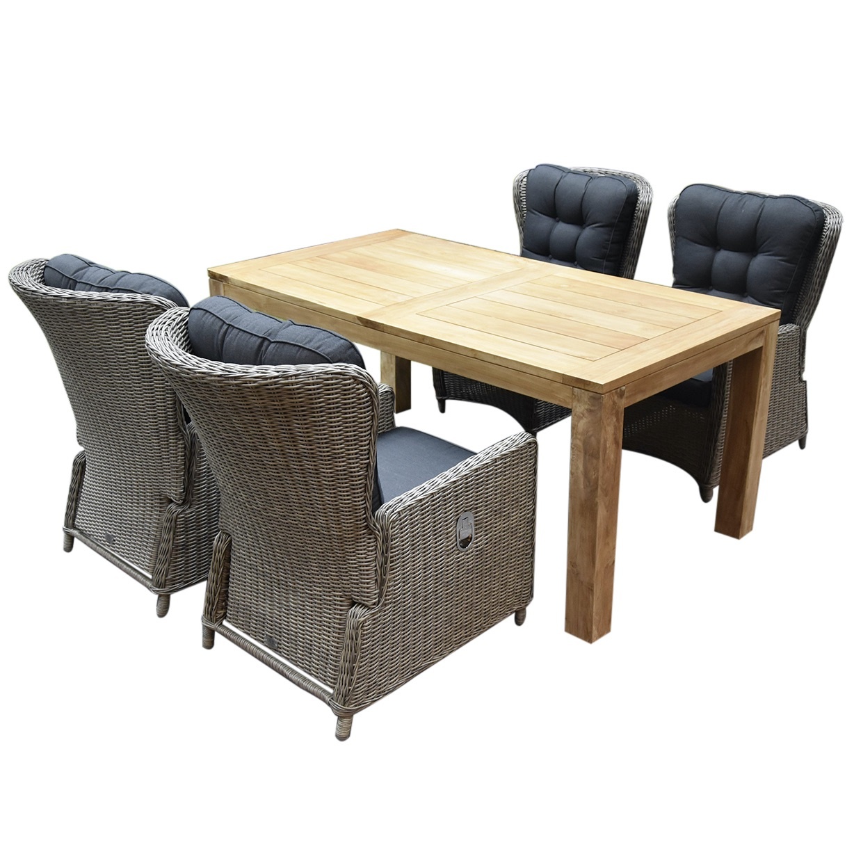 Marina lounge Krista dining tuinset 180x95xH77,5 cm 5-delig grijs verstelbaar