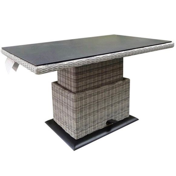 Miami lounge-diningtafel 160x90xH47-71 cm in hoogte verstelbaar wit grijs