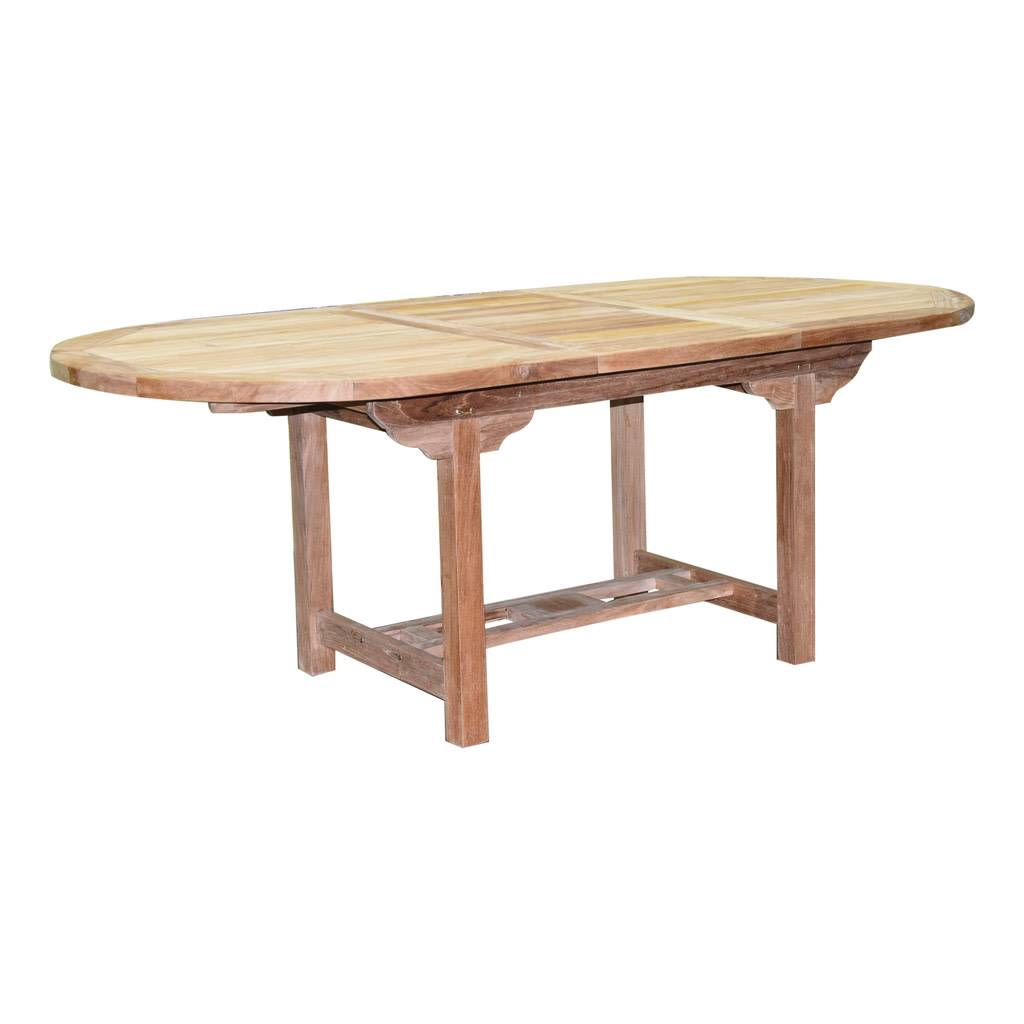 Ovaal uitschuifbare dining tuintafel 160-210x90xH76 cm teakbladdikte 4 cm