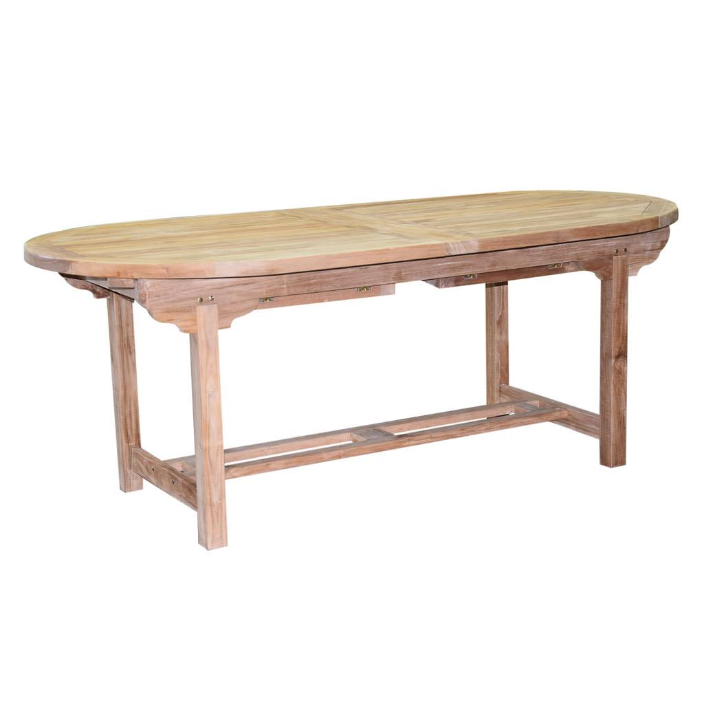 Ovaal 2 x uitschuifbare dining tuintafel 200-250-300x100xH78 cm teak zware uitvoering