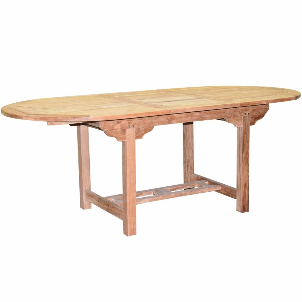 Ovaal uitschuifbare dining tuintafel 160-210x90xH76 cm teak bladdikte 2,8 cm