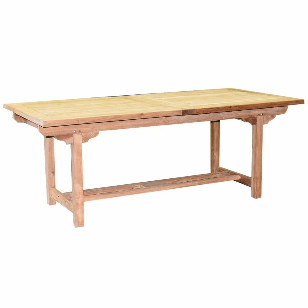 Rechthoekig 2 x uitschuifbare dining tuintafel 200-250-300x100xH77,5 cm teak