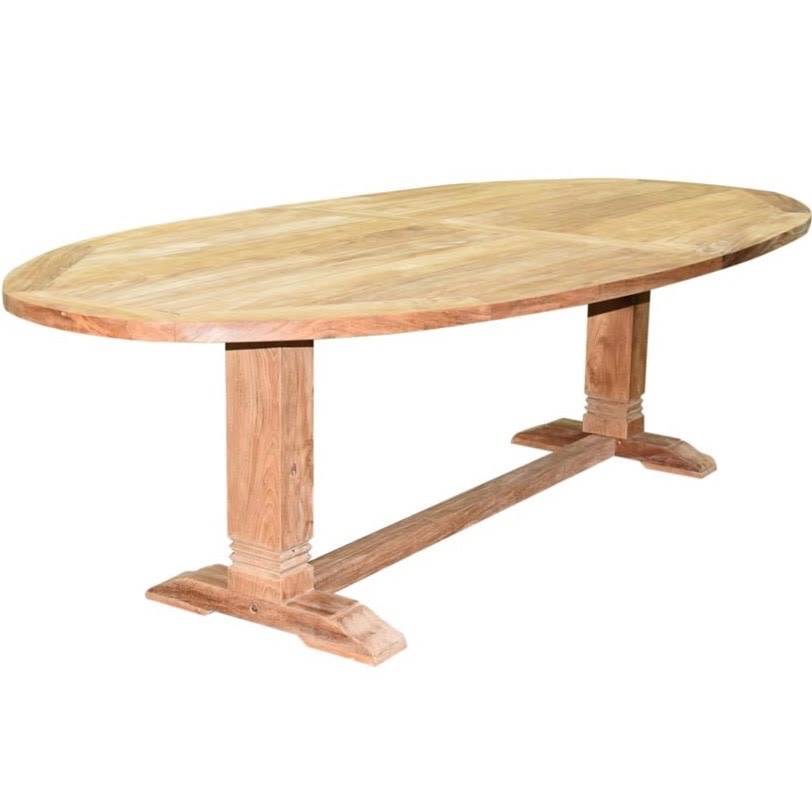 Ellips dining tuintafel 280x130xH77 cm teak 12x12 poot