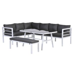 Blakes hoek dining loungeset 4-delig aluminium wit