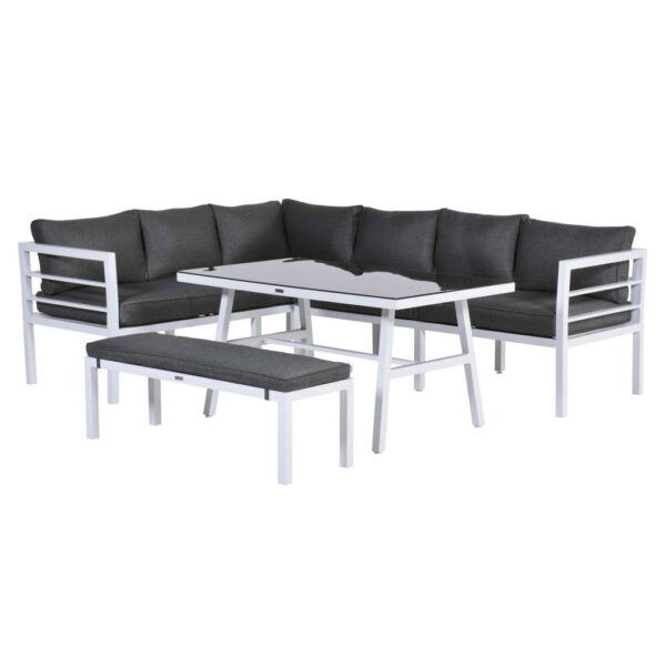 Blakes hoek dining loungeset 4-delig aluminium wit