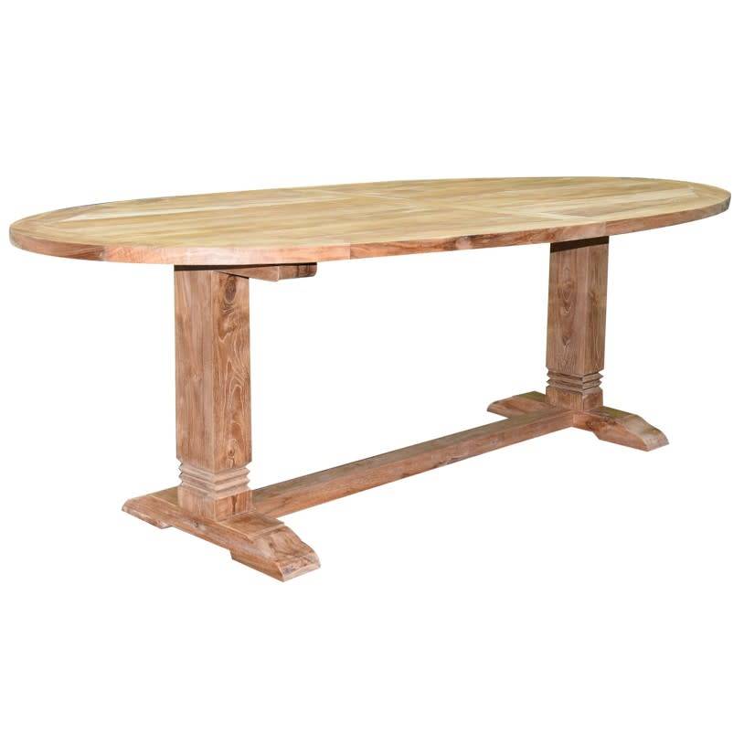 Ellips dining tuintafel 240x110xH77 cm teak 12x12 poot