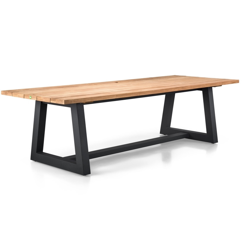 SUNS Ovada dining tuintafel 280x100 cm matt royal grey/naturel new teak