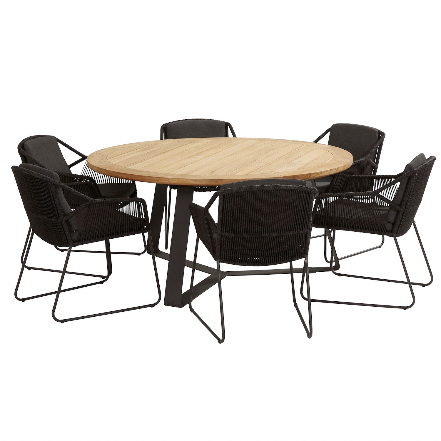 Accor Basso dining tuinset 7-delig 160cm rond 4 Seasons Outdoor