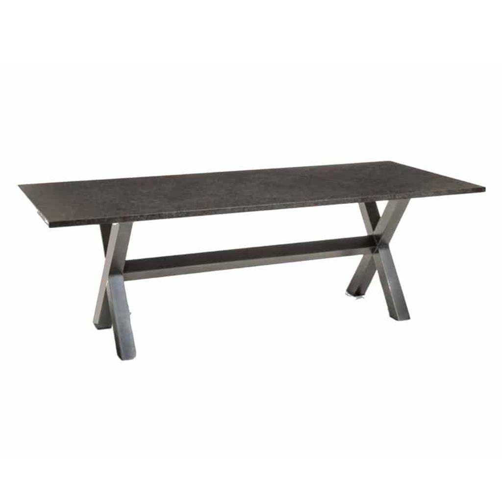 Marbella dining tuintafel 220×100 cm pearl black satinado 3 cm graniet