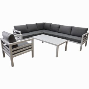 Fabri hoek loungeset 6-delig wit aluminium