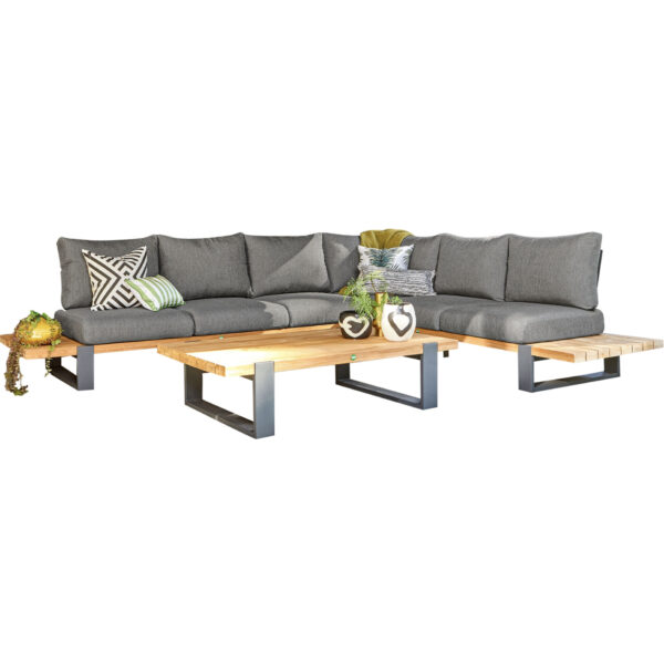 SUNS Nardo hoek loungeset 3 delig groot light anthracite mixed weave / matt royal grey