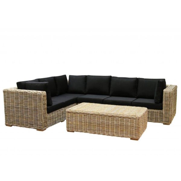 Nissah XL hoek loungeset  3-delig naturel rotan (links)