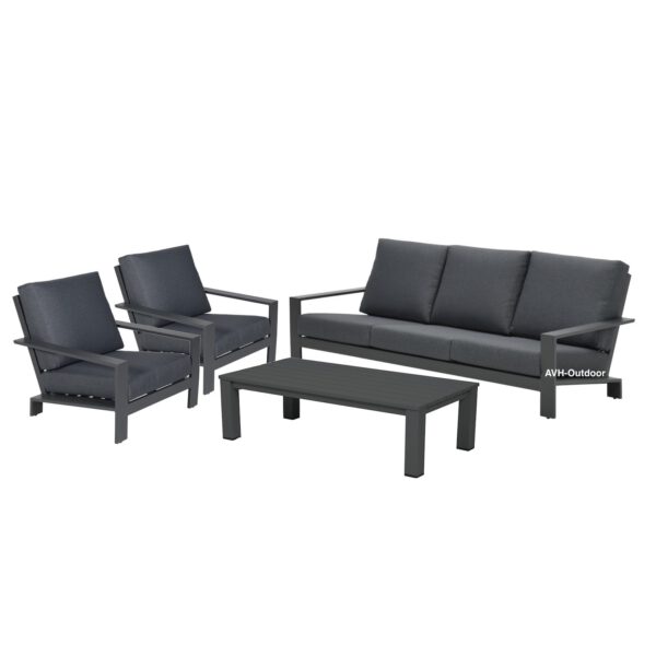 Lincoln stoel-bank loungeset 4-delig antraciet aluminium