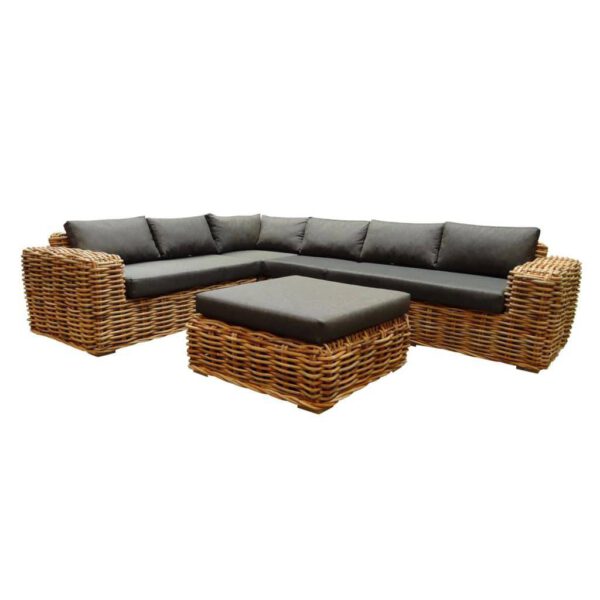 Sabuga hoek loungeset 5-delig naturel rotan